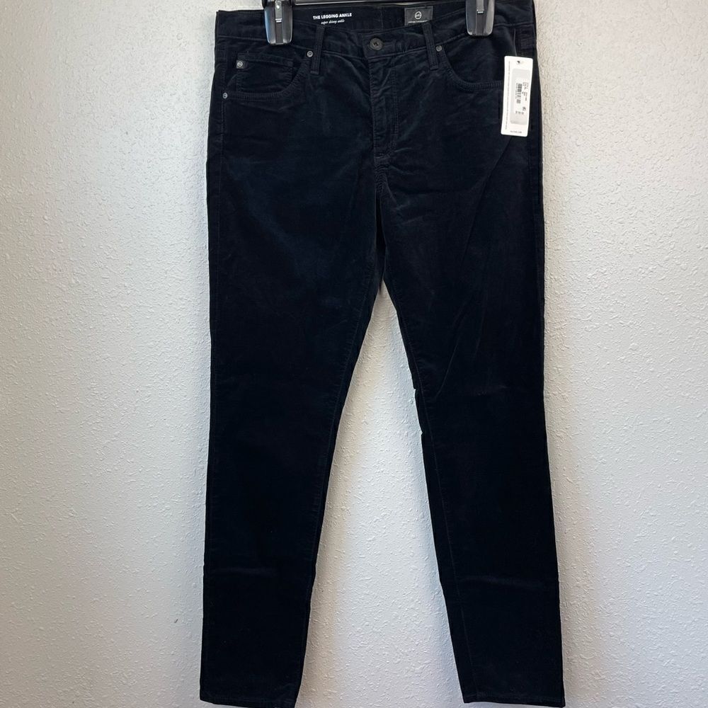 Nwt Adriano Goldschmied Black Corduroy Skinny Ankle Legging Pants Size 30 R